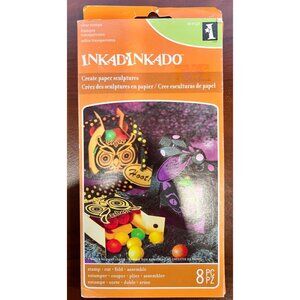 Inkadinkado Clear Halloween Stamps Paper Sculptures Craft Kit Cat & Owl 60-31225